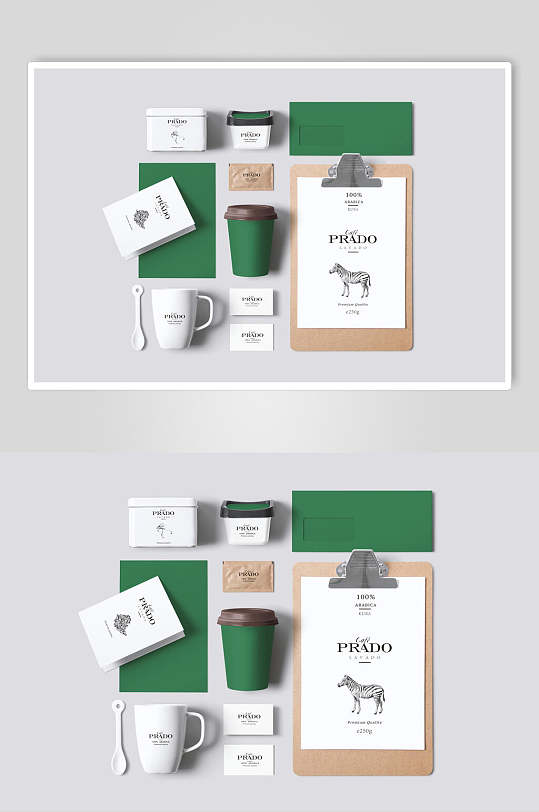 马写字板绿奶茶咖啡品牌VI样机