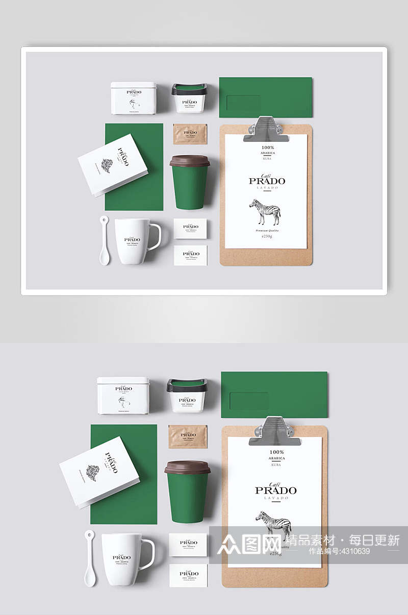 马写字板绿奶茶咖啡品牌VI样机素材