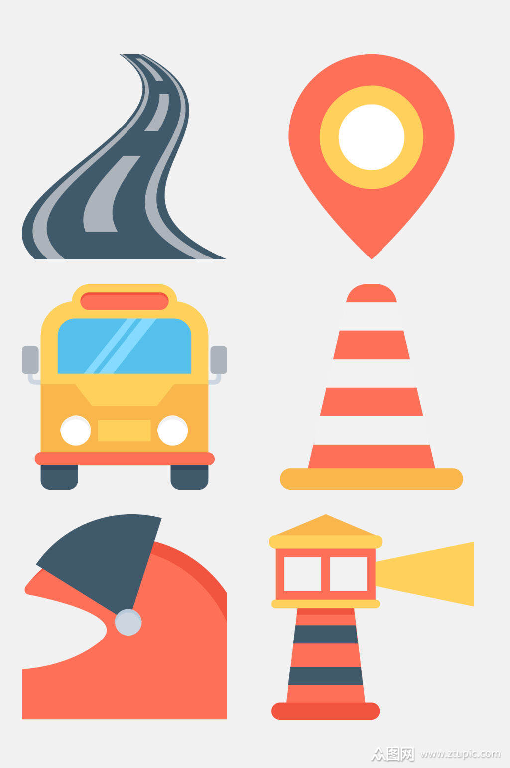 定位运输交通类卡通图案免抠素材素材