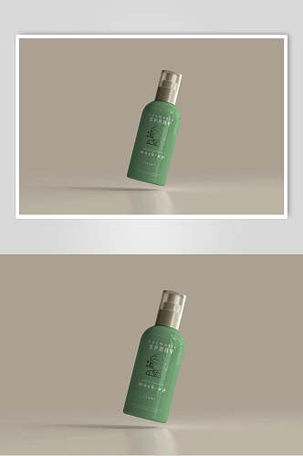 黄绿瓶子创意大气护肤彩妆包装样机