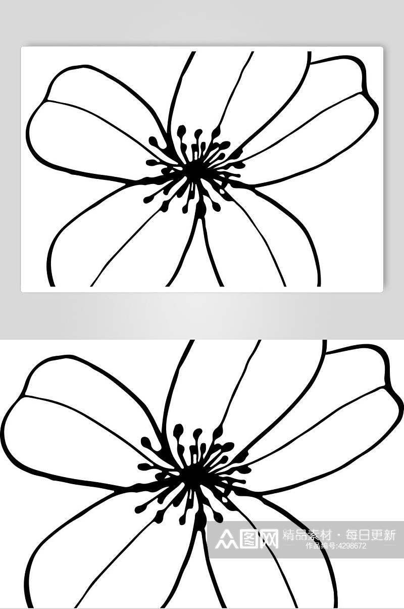 简约花心线描花卉矢量素材素材