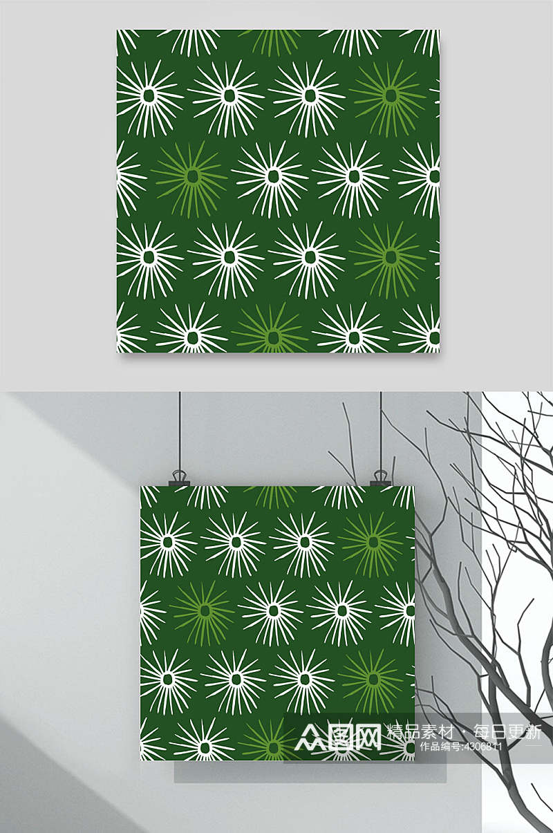 绿白简约创意高端热带植物矢量素材素材
