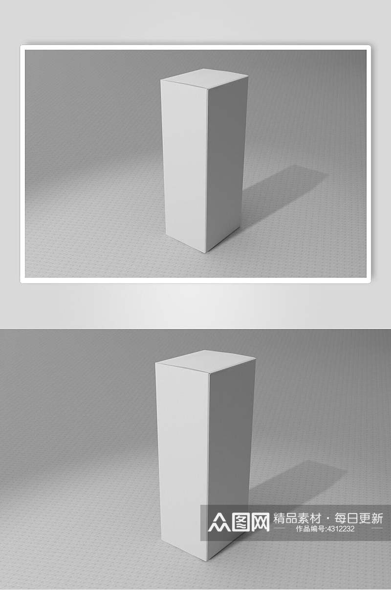 灰色简约白色方形抽拉翻盖盒子样机素材