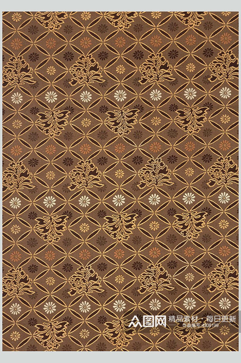褐色花朵布纹布料图片素材