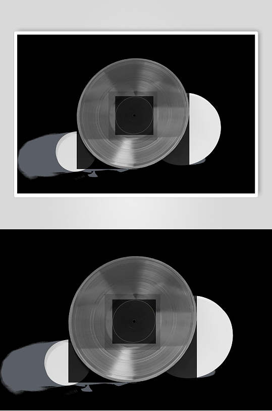 正方形圆圈条纹黑白色光碟样机