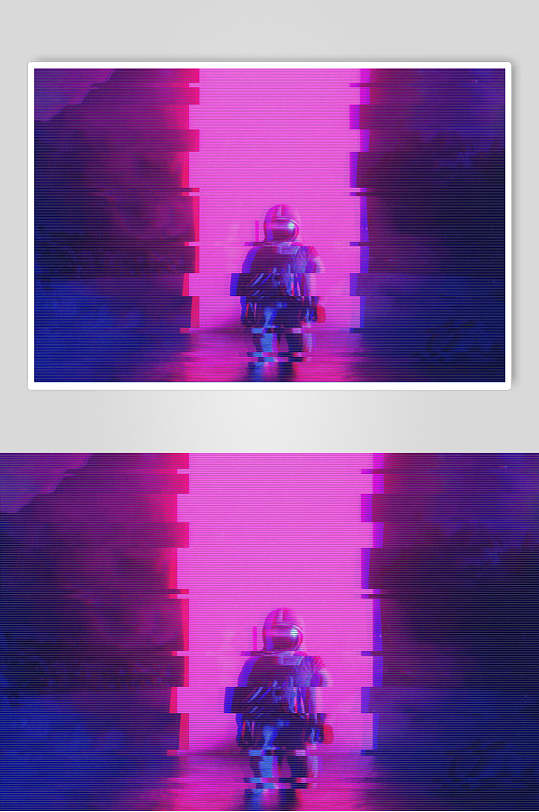 创意机器人赛博故障风素材立即下载2021赛博朋克紫色合成海报3个作品