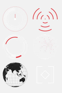 地图黑红创意高端科技图标免抠素材
