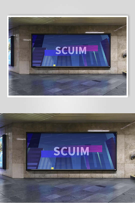 横版车站地铁灯箱广告样机-众图网