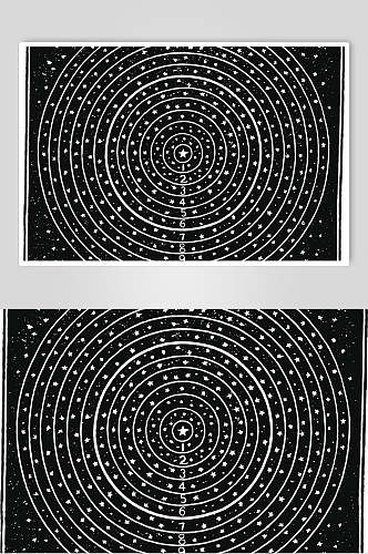 简约圆形黑白色占星术图案矢量素材
