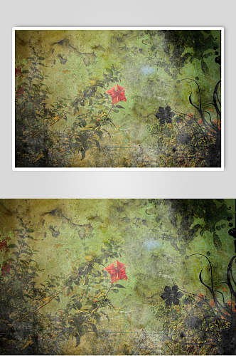 花卉斑驳污渍生锈墙面图片