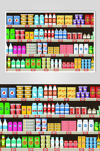 标签食物商场货架插画矢量素材