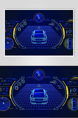 智能时尚科技汽车插画矢量素材