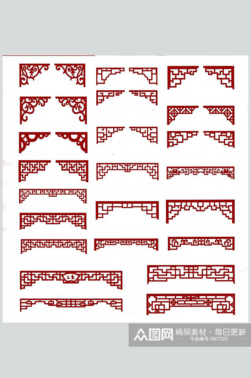 线条红白创意高端镂空花纹图案素材素材