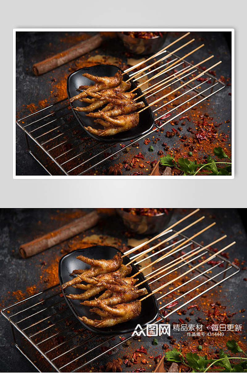 鸡爪烧烤烤肉图片素材