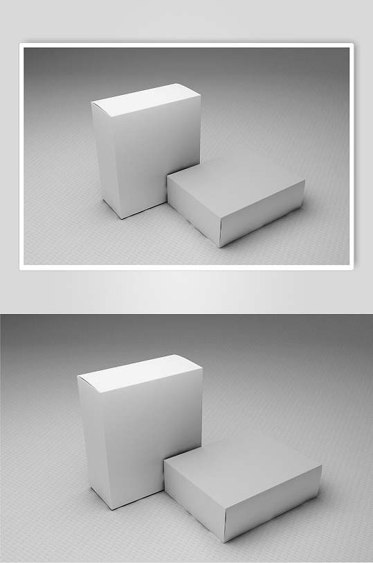 立体白色方形抽拉翻盖盒子样机