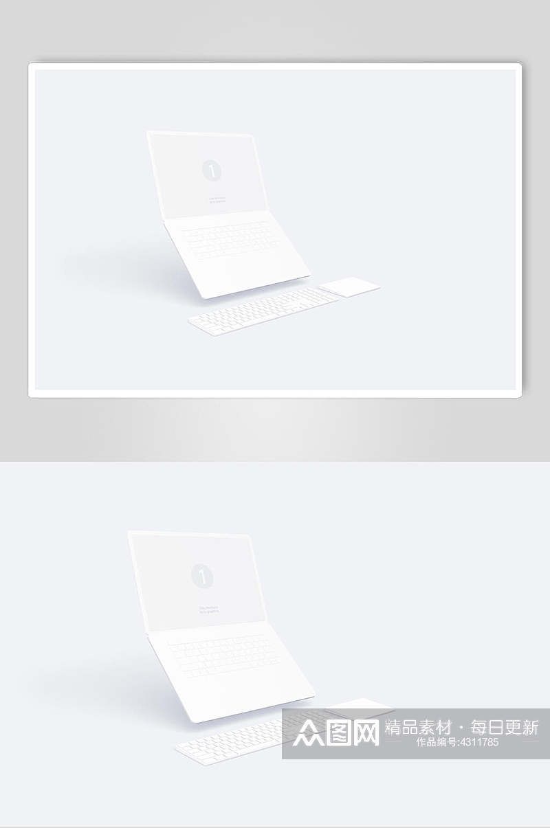 键盘圆圈白色电脑手机贴图样机素材