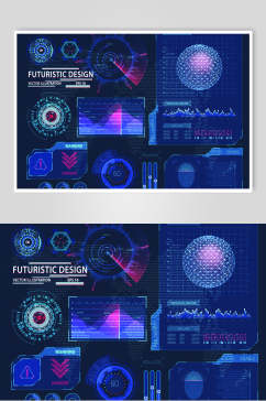 黑蓝线条创意高端科技光环矢量素材