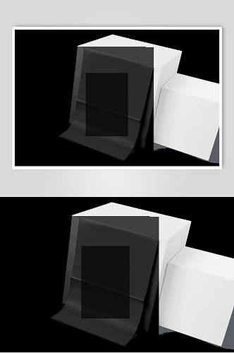 长方形纸张黑色背景墙单页样机