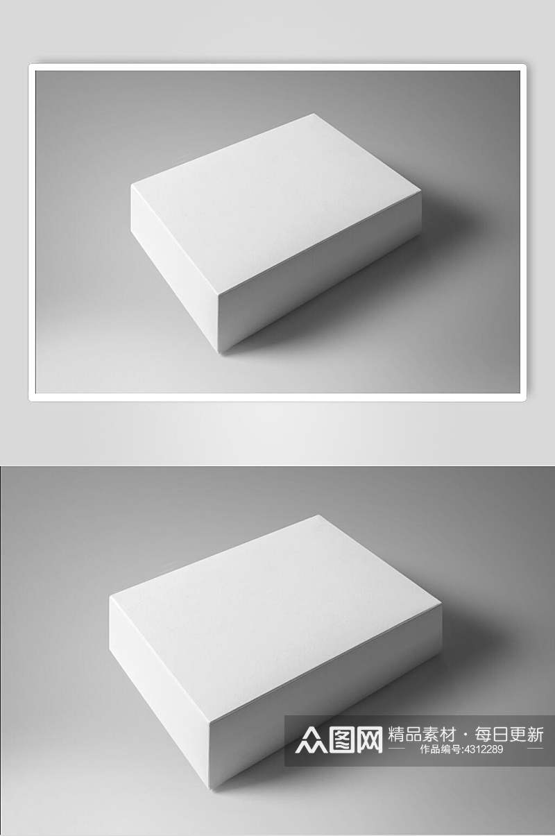 立体白色方形抽拉翻盖盒子样机素材