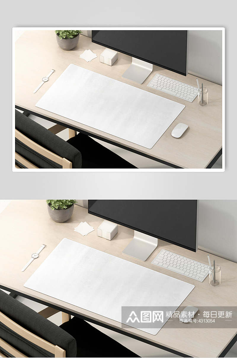 长方形英文植物桌垫鼠标垫样机素材