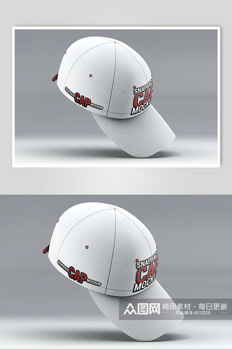 帽子灰白创意大气清新棒球帽样机素材