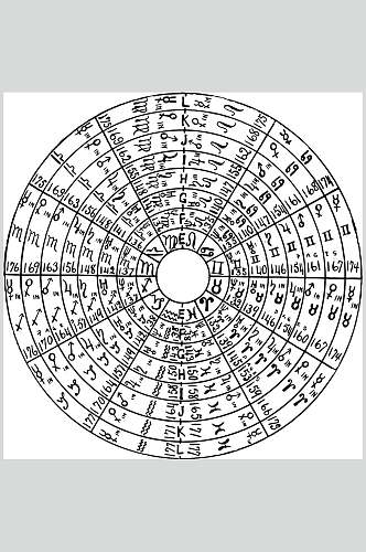 圆形简约手绘黑占星术图案矢量素材