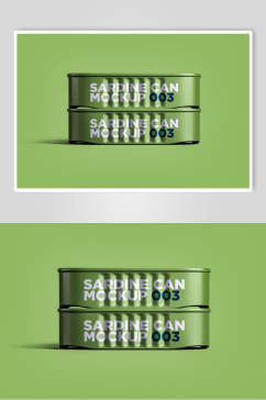 绿色英文创意大气简约罐头包装样机