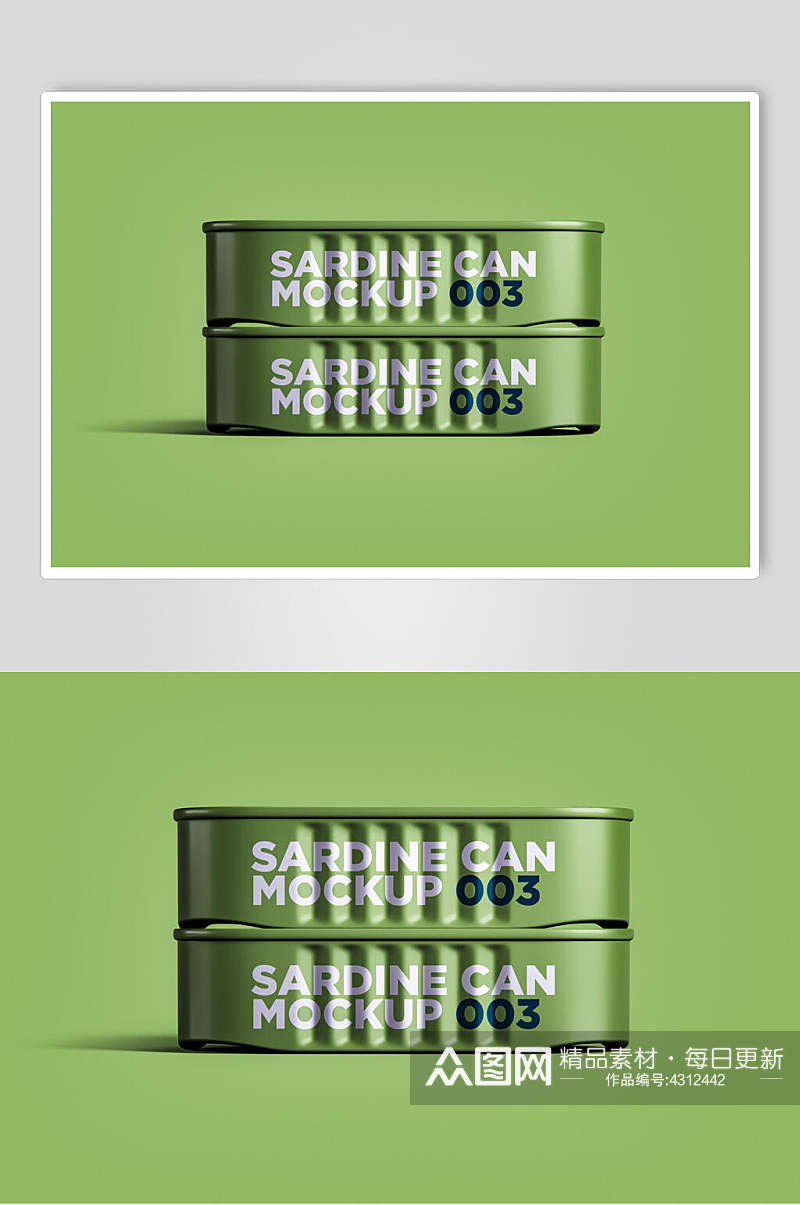 绿色英文创意大气简约罐头包装样机素材