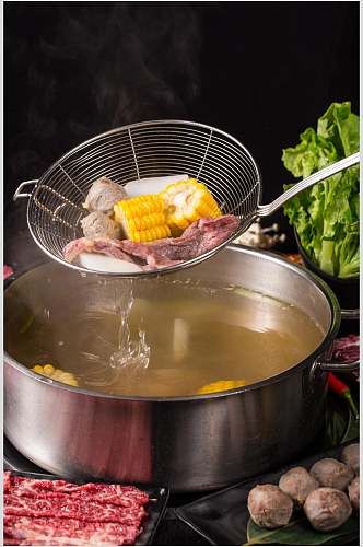 玉米火锅汤底菜品图片