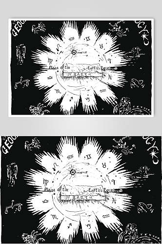 黑白创意占星术图案矢量素材