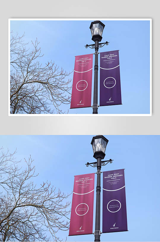紫色广告路杆道旗样机
