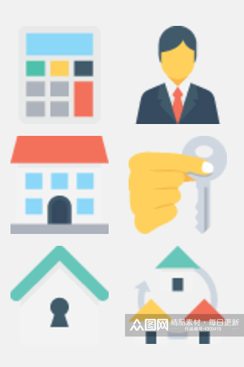 钥匙商务简约房地产类图标免抠素材素材