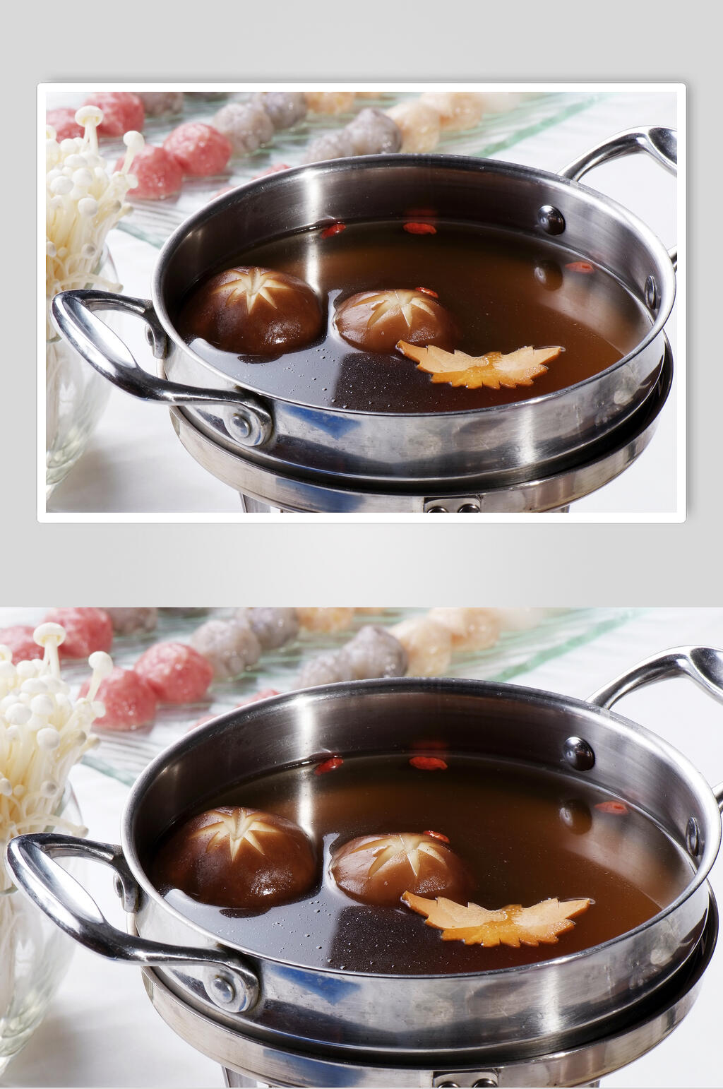 香菇铁锅火锅锅底图片素材