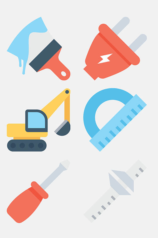 工具扁平风卡通工地建筑类免抠素材