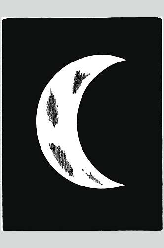 黑白月亮简约风占星术图案矢量素材