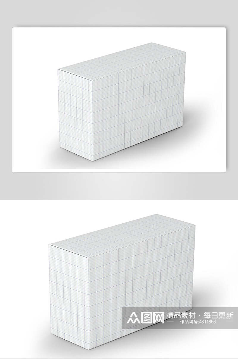 线条灰色白色方形抽拉翻盖盒子样机素材