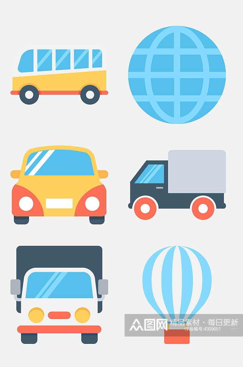 汽车运输交通类卡通图案免抠素材素材