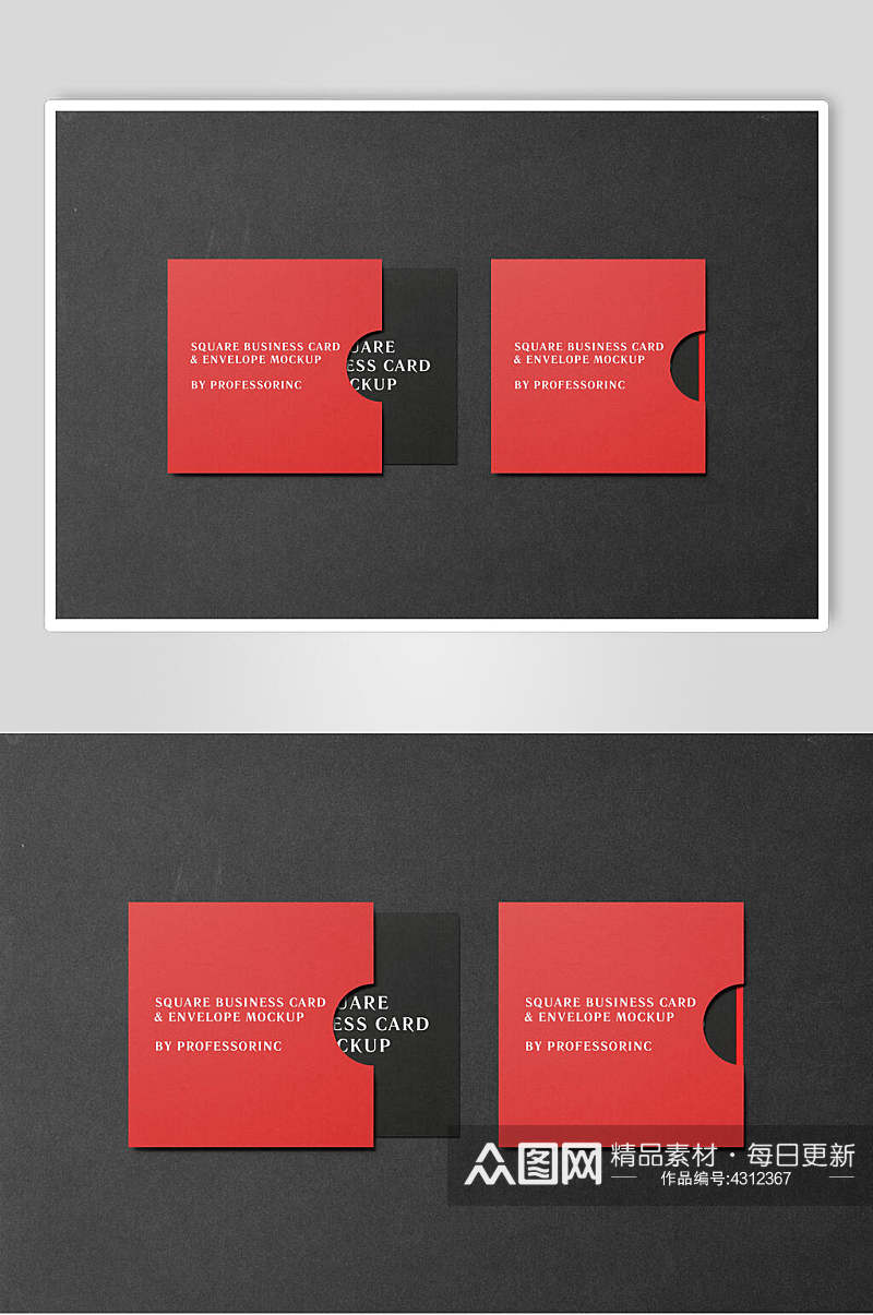 黑红简约创意大气方形信封贺卡样机素材
