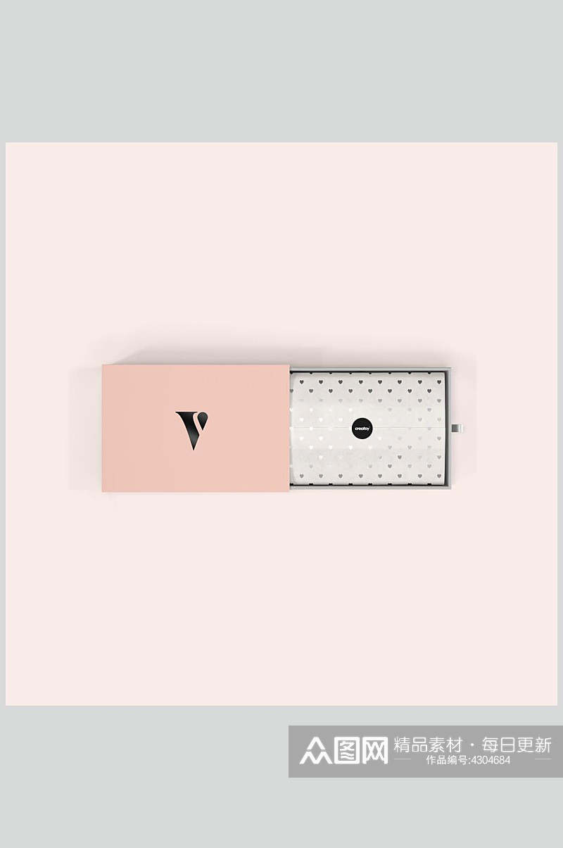 粉色圆形黑图标包装礼品盒样机素材