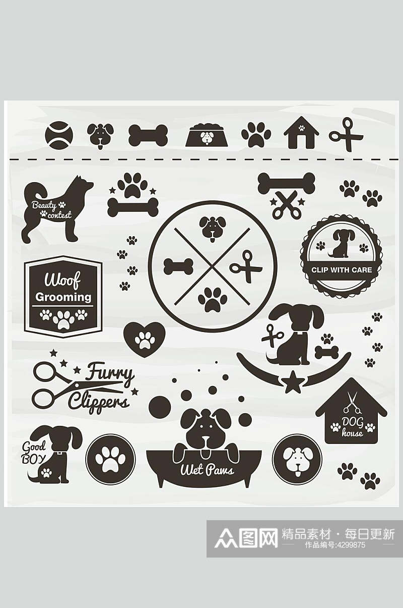 创意猫狗宠物店图标矢量素材素材