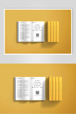 英文字母纸张阴影黄色书籍样机