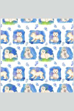 蓝色北极动物水彩图片