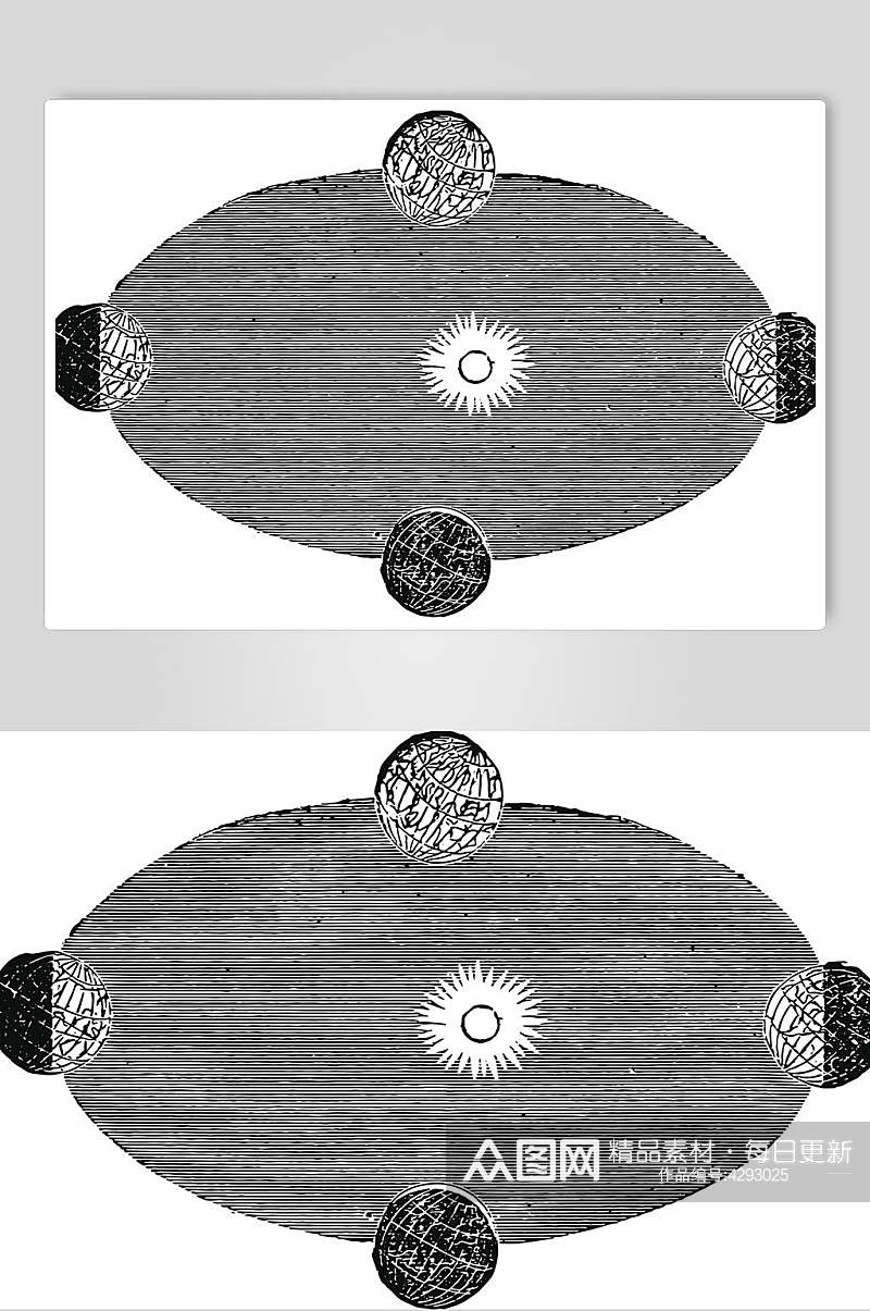 黑色简约手绘占星术图案矢量素材素材