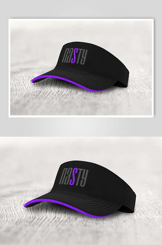 英文字母条纹灰紫色棒球帽样机