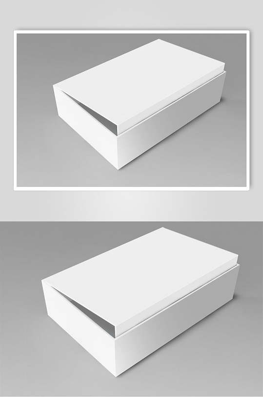 打开简约白色方形抽拉翻盖盒子样机