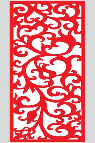 红白色创意简约风镂空花纹图案素材