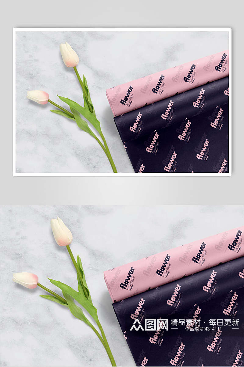 叶子英文字母粉色花束装饰样机素材