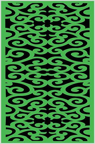 黑绿线条创意高端镂空花纹图案素材