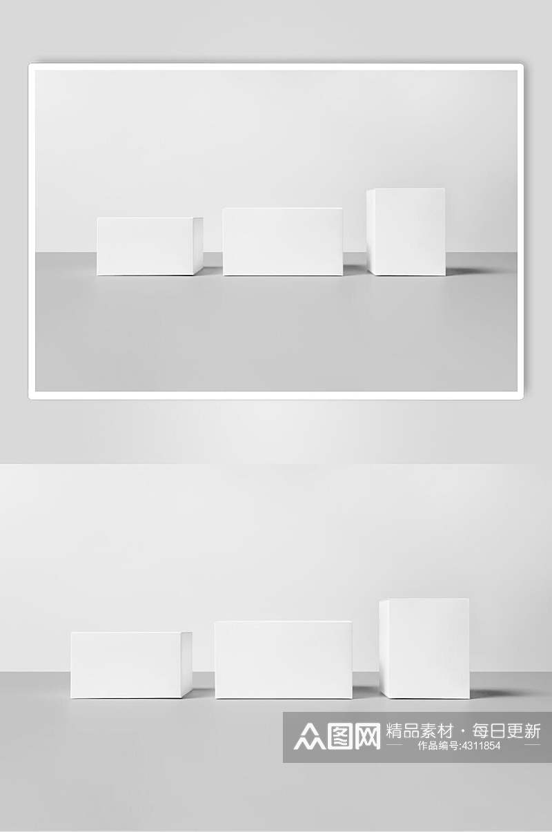 立体方形白色文艺产品贴图样机素材