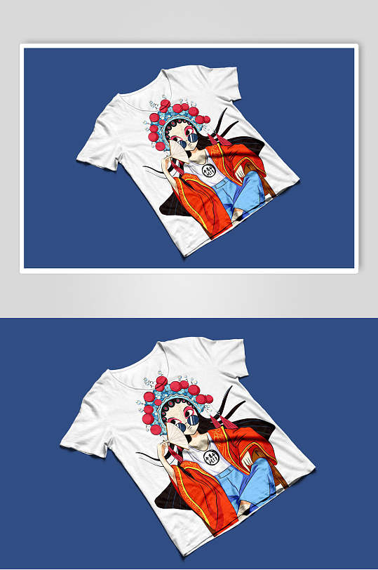 短袖女孩衣服国创戏曲文创样机-众图网